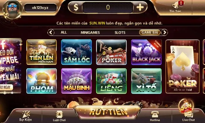 Tìm Tiến lên miền Nam ở mục Game Bài